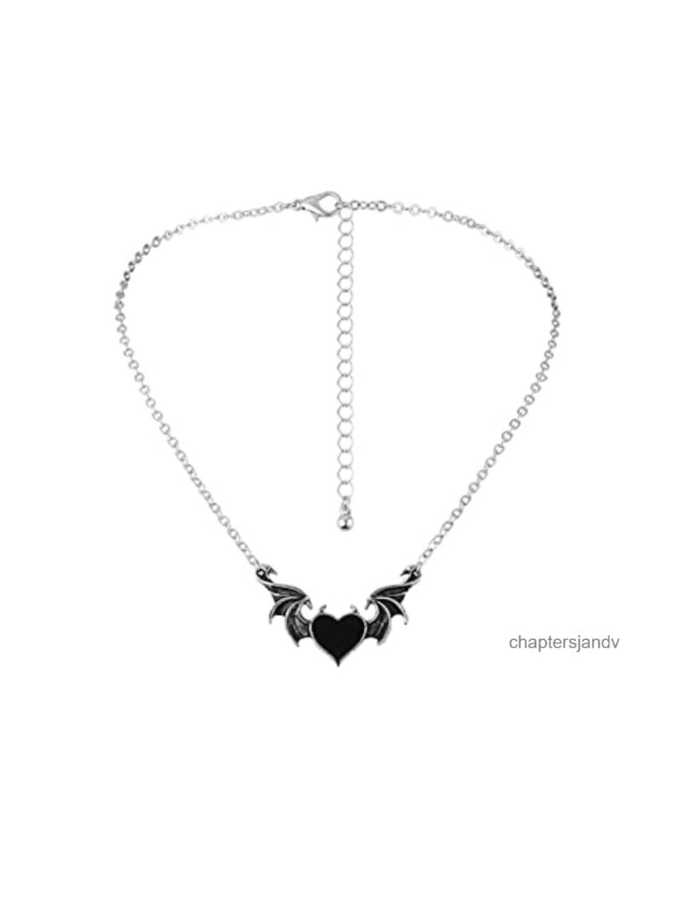 Punk Demon Dragon Bat Wing Heart Pendant Necklace